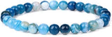 Bixorp Gems Malachietblauwe Botswana Agaat Edelsteen Armbanden set 4mm + 6mm + 8mm + 10mm - Edelstenen Armbanden Bundel Cadeau