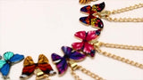 Bixorp Love Vlinder Ketting Rood & Roze aan Zilverkleurig Koord - Geluksketting - Cadeau voor Dames & Meisjes