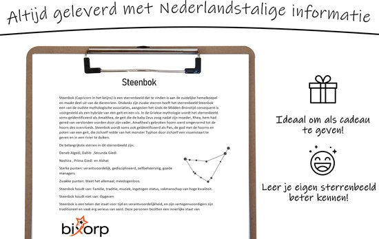 Bixorp Stars Steenbok / Capricorn Ketting met Nacht achtergrond Goudkleurig - Sterrenbeeld Hanger