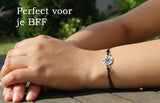Vriendschapsarmbandjes voor 2 met Kompas Groot Zilverkleurig - BFF Armband Meisjes - Cadeau voor haar - Bixorp Friends