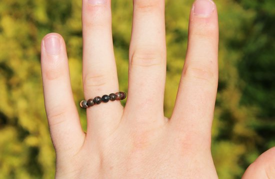 Bixorp Gems Edelsteen Ring van Rode Picasso Jaspis - 4mm Kralen Ring - Cadeau voor haar