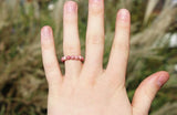 Bixorp Gems Edelsteen Ring van Roze Rhodoniet - 4mm Kralen Ring - Cadeau voor haar