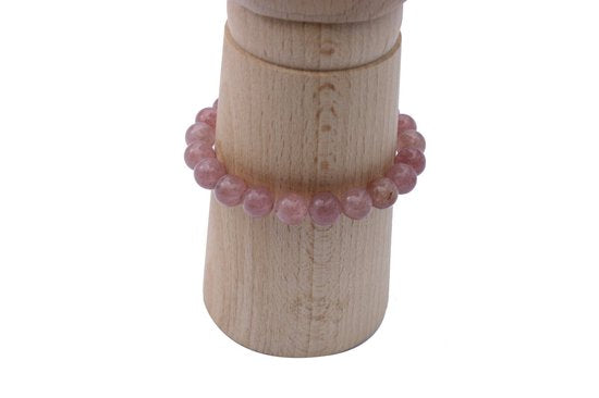 Bixorp Gems Set van Aardbeienkwarts Edelstenen Armband & Oorbellen - Kralenarmband / Oorbelletjes Edelsteen - Natuursteen Sieraden Cadeau