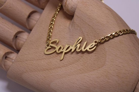 Bixorp Me – Persoonlijke Goudkleurige Ketting Met Naam Hanger Sophie – Metaal – Stainless Steel