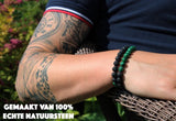 Bixorp Gems Dubbele Natuursteen Armband voor Man & Vrouw - Groen/Zwart contrast - Edelsteen Armband Cadeau - Malachiet & Lavasteen - 20cm