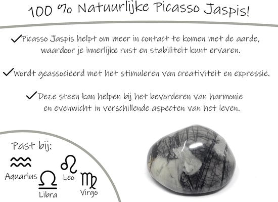 Bixorp Gems Picasso Jaspis Natuursteen Armband 6mm - Edelsteen Kralenarmband - 18cm