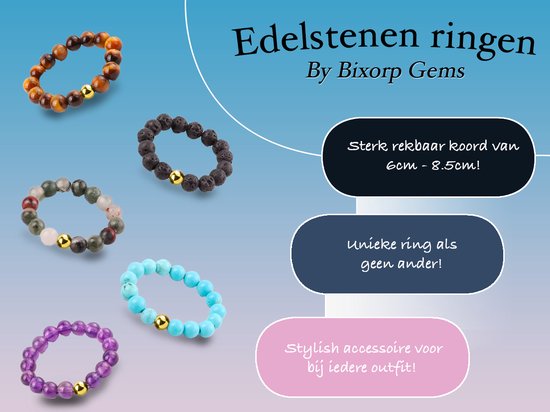 Bixorp Gems Edelsteen Ring van Oranje Aventurijn - 4mm Kralen Ring - Cadeau voor haar