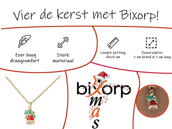 Bixorp Christmas Kerst Ketting met Bel & Maretak Goudkleurig - Kerst Cadeau voor Vrouwen - Cadeau voor haar