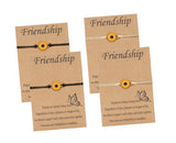 Bixorp Friends Vriendschapsarmbandjes voor 4 met Zonnebloem Beige & Zwart Bandje - BFF Armband Meisjes - Best Friends Armband Vriendschap Cadeau voor Vier
