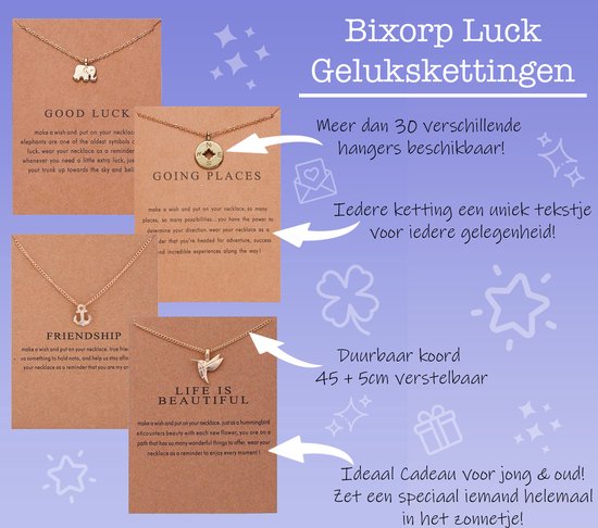 Bixorp Luck Geluksketting met Karma Ring Goudkleurig - Afscheidscadeau - Cadeau voor Haar / Dames / Vriendin / Mama / Vrouwen - Ketting met Ring Hanger