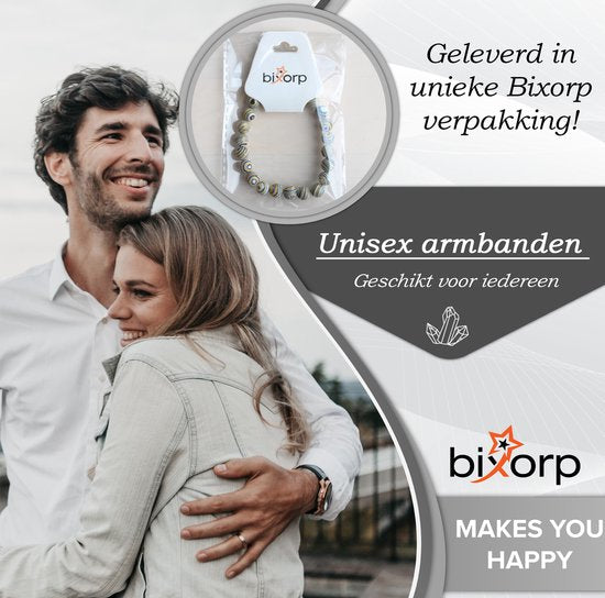 Bixorp Gems Zonnebloem Malachiet Armband - Zwart/Geel - Natuursteen Kralenarmband - 18cm