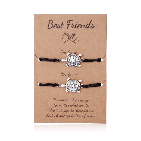 Bixorp Friends Vriendschapsarmbandjes voor 2 met Schildpadjes - BFF Armband Meisjes - Best Friends Armband Vriendschap Cadeau voor Twee