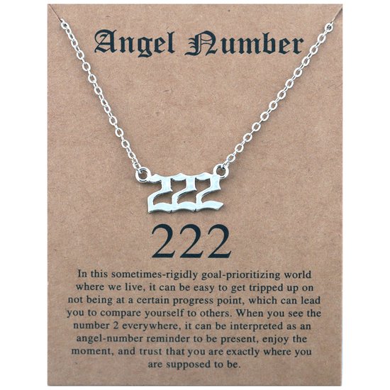 222 Engelen Getal Ketting Zilverkleurig - Cadeau Ketting met Engelen Nummer - Pax Amare