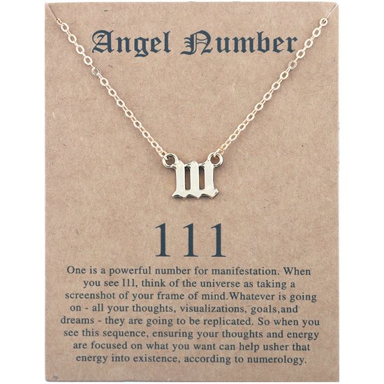 111 Engelen Getal Ketting Goudkleurig - Cadeau Ketting met Engelen Nummer - Pax Amare