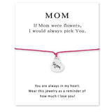 Armband met "Mom" in Zilverkleurig Hartje - Roze Moederdag Armband - Moeder / Dochter Armband - Perfect voor Moederdag - Bixorp Friends