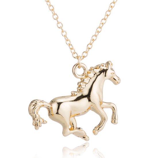 Bixorp Horse - Goudkleurige ketting met Paard - Leuke Paardenketting met prachtige Goudkleurige details