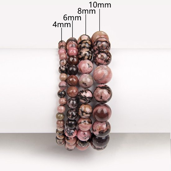 Bixorp Gems Matrix Rhodoniet Edelstenen Armbanden set 4mm + 6mm + 8mm + 10mm - Edelsteen Armbanden Bundel