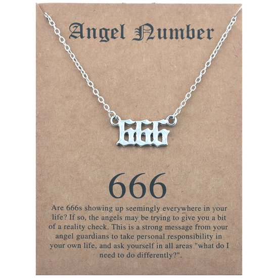 666 Engelen Getal Ketting Zilverkleurig - Cadeau Ketting met Engelen Nummer - Pax Amare