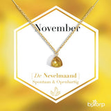 Bixorp Gems Geboortesteen Ketting November - Citrien - Zirkona Hanger aan Goudkleurige Ketting - 45 + 5cm - Cadeau voor vrouwen