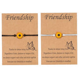 Bixorp Friends Vriendschapsarmbandjes voor 2 met Zonnebloem Wit & Zwart Bandje - BFF Armband Meisjes - Best Friends Armband Vriendschap Cadeau voor Twee