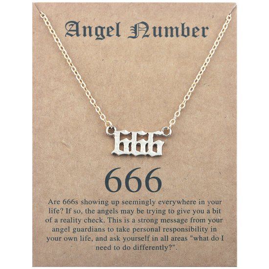 666 Engelen Getal Ketting Goudkleurig - Cadeau Ketting met Engelen Nummer - Pax Amare
