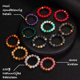 Bixorp Gems Edelsteen Ring van Rode Gevlekte Agaat - 4mm Kralen Ring - Cadeau voor haar