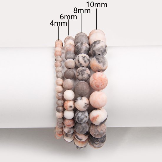 Bixorp Gems Roze Zebra Jaspis Edelstenen Armbanden set 4mm + 6mm + 8mm + 10mm - Edelsteen Armbanden Bundel