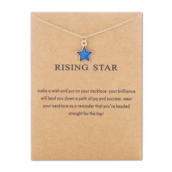 Bixorp Luck Gouden Dames Ketting met Blauwe Ster - "Rising Star" - 45/50cm - Cadeau voor Vrouw - Goudkleurig