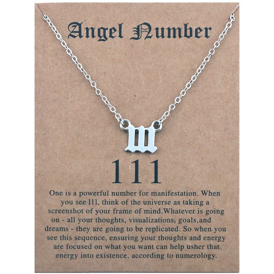 111 Engelen Getal Ketting Zilverkleurig - Cadeau Ketting met Engelen Nummer - Pax Amare