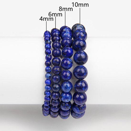 Bixorp Gems Lapis Lazuli Edelstenen Armbanden set 4mm + 6mm + 8mm + 10mm - Edelsteen Armbanden Bundel Cadeau