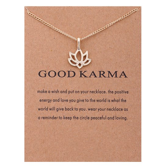 Bixorp Luck Dames Ketting met Gouden Lotus Bloem - "Good Karma" - 45/50cm - Cadeau voor Vrouw - Goudkleurig