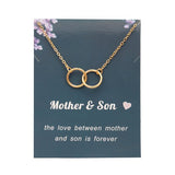 Bixorp Luck Gouden Dames Ketting met Dubbele Ringen - "Mother & Son" - 45/50cm - Cadeau voor Vrouw - Goudkleurig