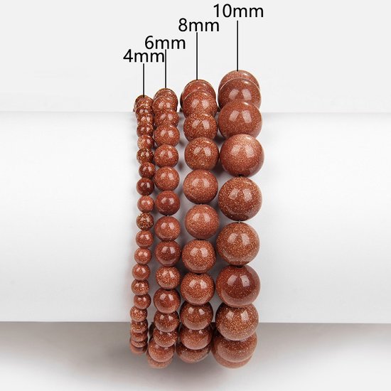 Bixorp Gems Goudsteen Edelsteen Armbanden set 4mm + 6mm + 8mm + 10mm - Edelstenen Armbanden Bundel Cadeau