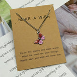 Bixorp Love Vlinder Ketting Rood & Roze aan Zilverkleurig Koord - Geluksketting - Cadeau voor Dames & Meisjes