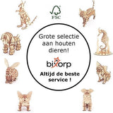 Bixorp- Decoratief Beeldje van Houten Strekkende Kat- Modelbouwpakket