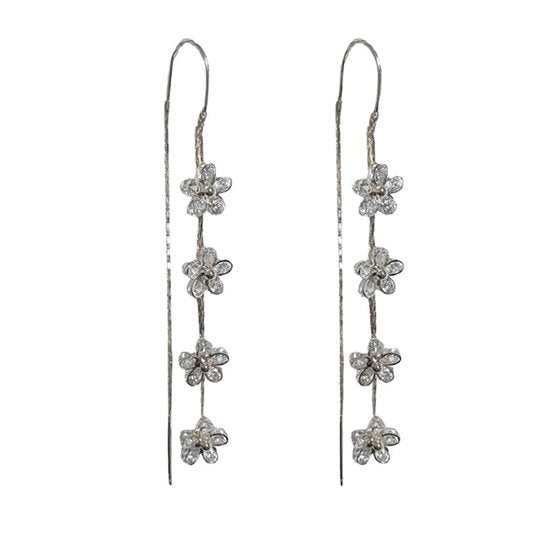 Bixorp Love - Zilverkleurige Oorbellen met bloemetjes - Schattige Oorbelletjes met Kristalletjes