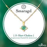 Bixorp Gems Gouden Dames Ketting met Smaragd hanger - Hart Chakra - 18 Karaat Verguld Goud & Roestvrij Staal - 36cm + 8cm verstelbaar