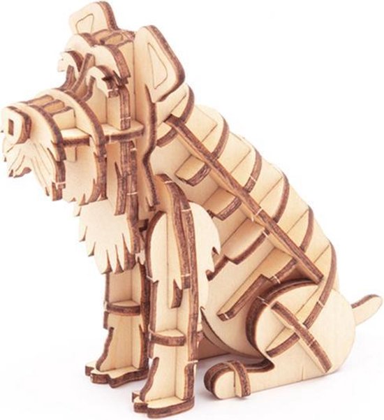 Bixorp- Decoratief Beeldje van Houten Hond (Schnauzer)- Modelbouwpakket
