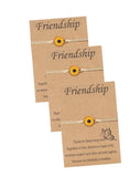 Bixorp Friends Vriendschapsarmbandjes voor 3 met Zonnebloem Beige Bandje - BFF Armband Meisjes - Best Friends Armband Vriendschap Cadeau voor Drie