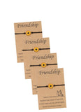 Bixorp Friends Vriendschapsarmbandjes voor 4 met Zonnebloem Zwart Bandje - BFF Armband Meisjes - Best Friends Armband Vriendschap Cadeau voor Vier