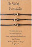 Vriendschapsarmbandjes voor 3 met Knoopjes Goudkleurig - Zwarte Bandjes - BFF Armbandjes op Cadeau kaartje - Pax Amare